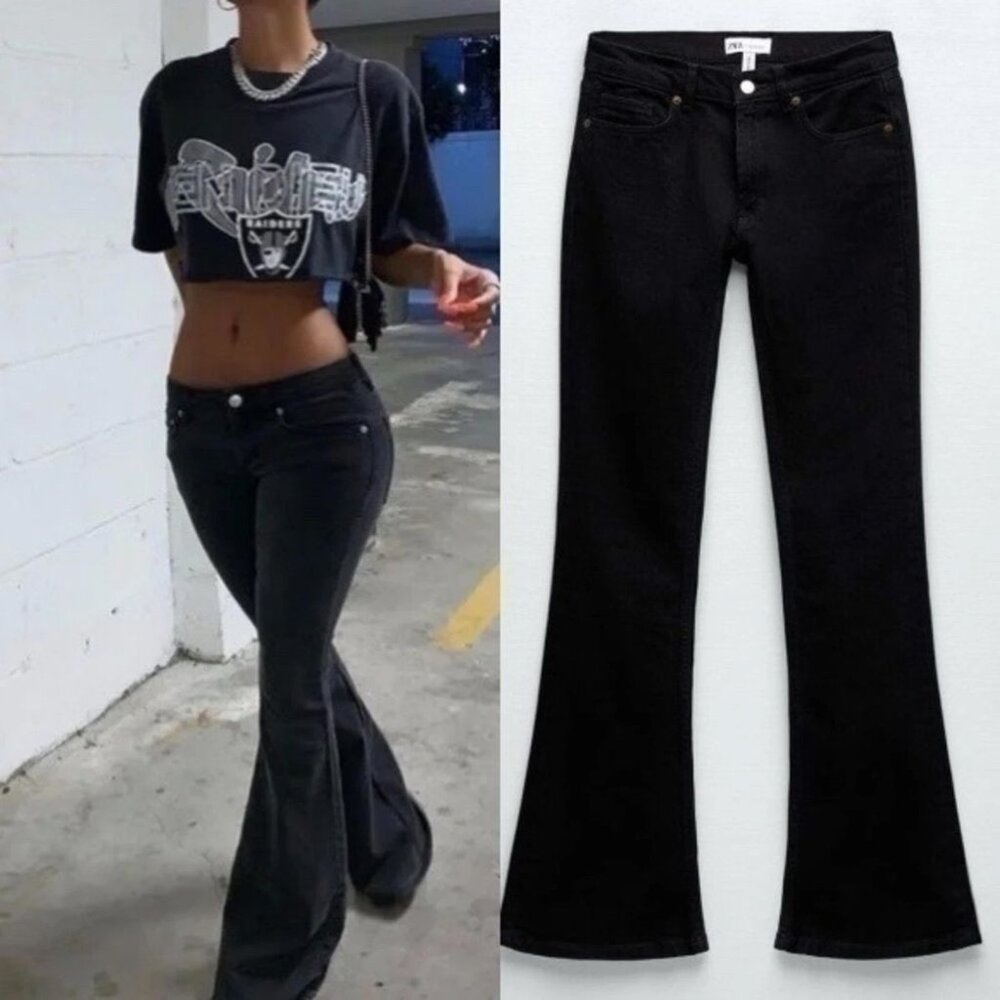 Zara Black Flare Wide Leg Jeans